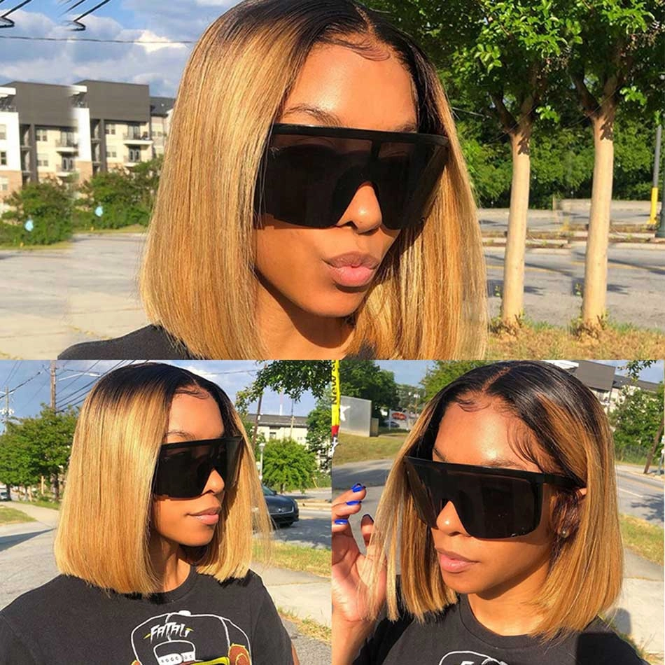 Tuneful Glueless Short 1b/27 Ombre Colored Human Hair Bob Wigs