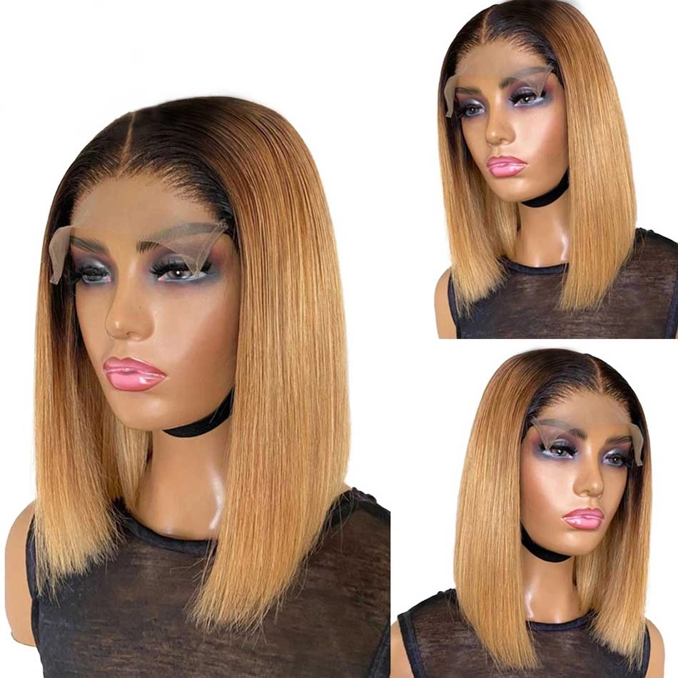 Tuneful Glueless Short 1b/27 Ombre Colored Human Hair Bob Wigs