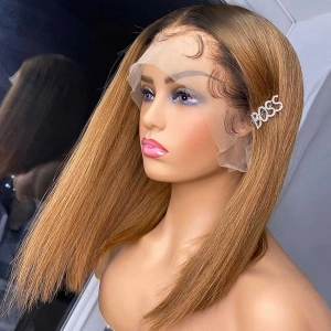 Tuneful Glueless Short 1b/27 Ombre Colored Human Hair Bob Wigs