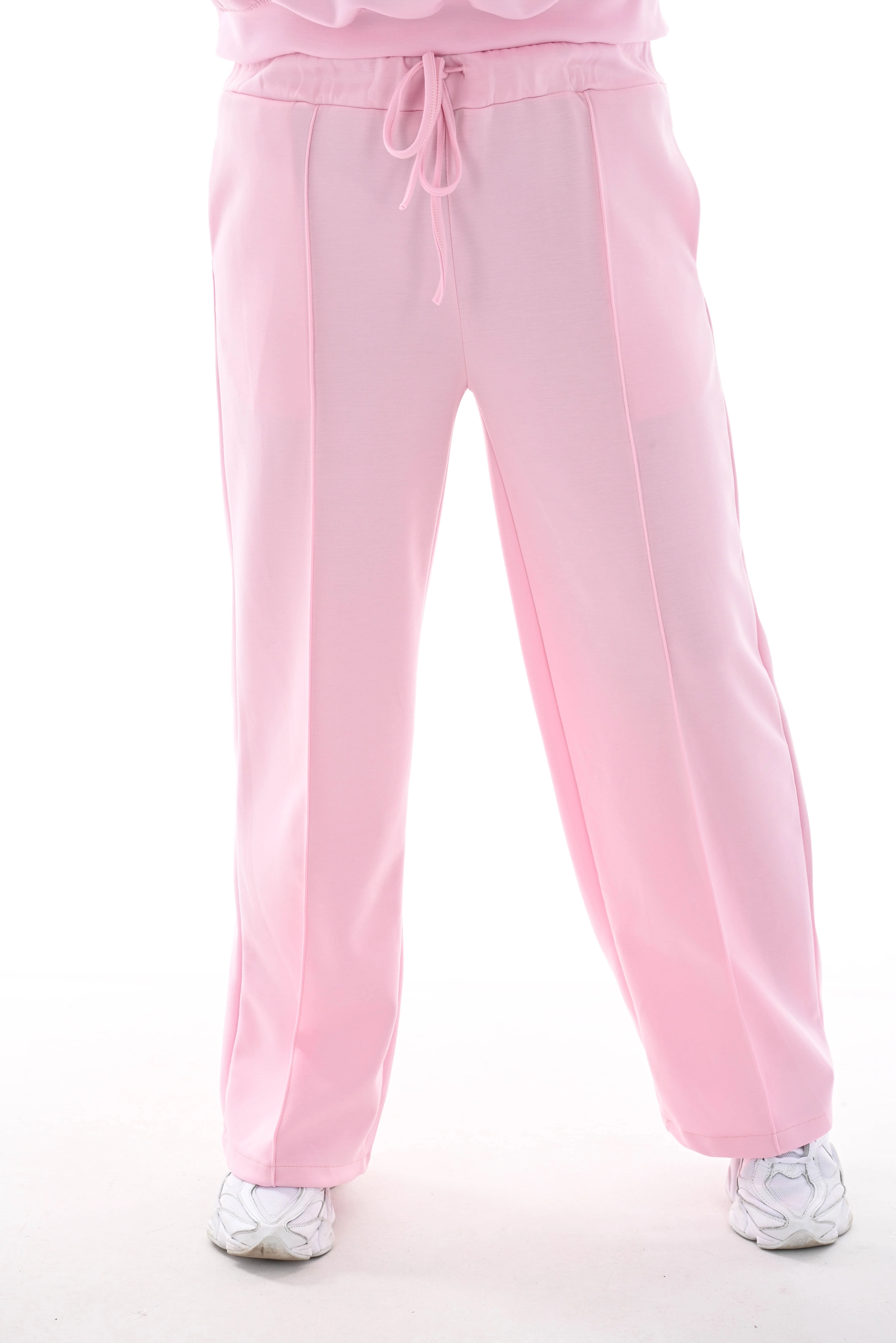 Tweedelig comfy pak v-hals lichtroze