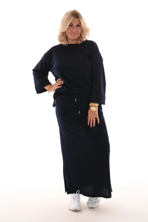 Tweedelig comfy rok set marineblauw