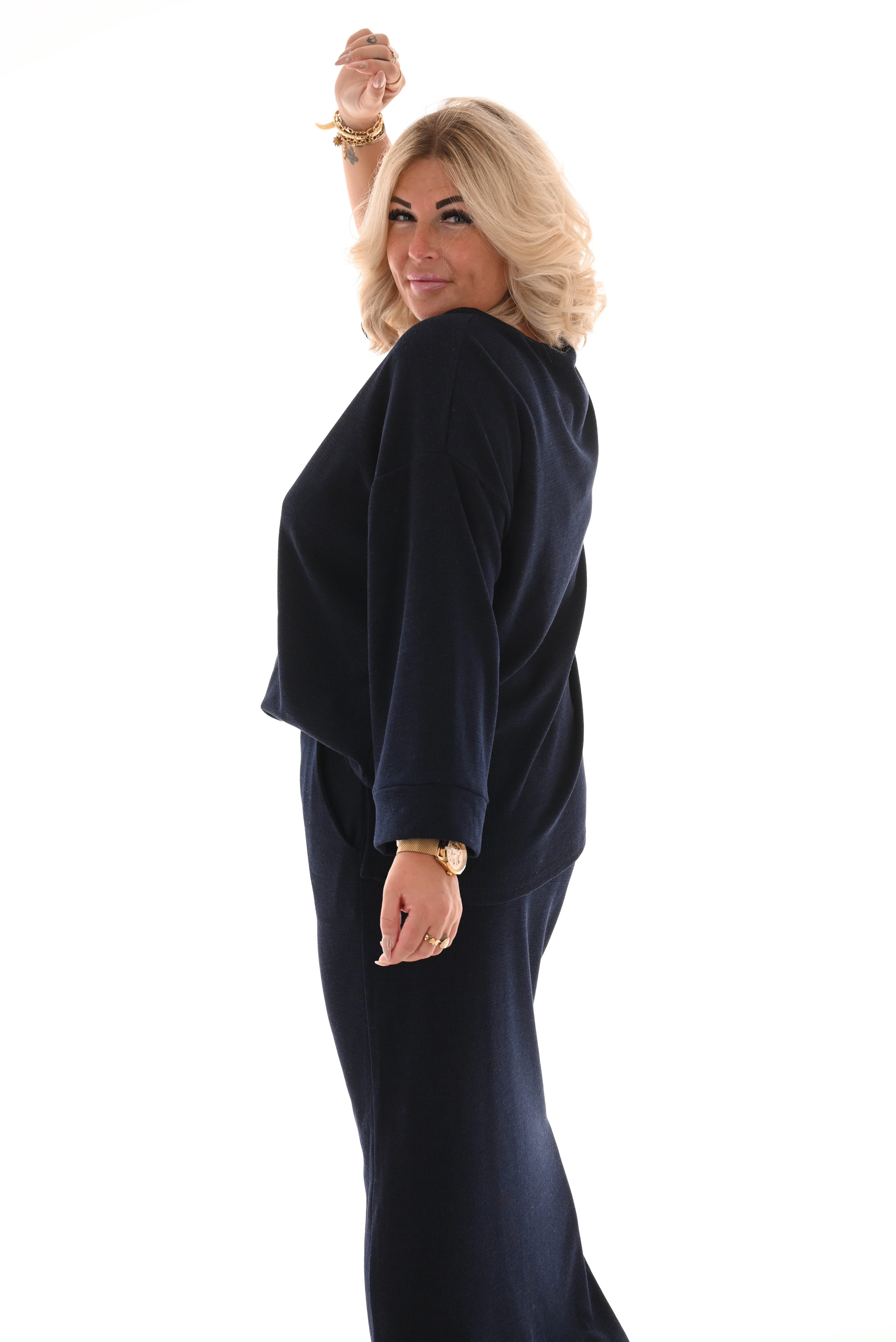 Tweedelig comfy rok set marineblauw