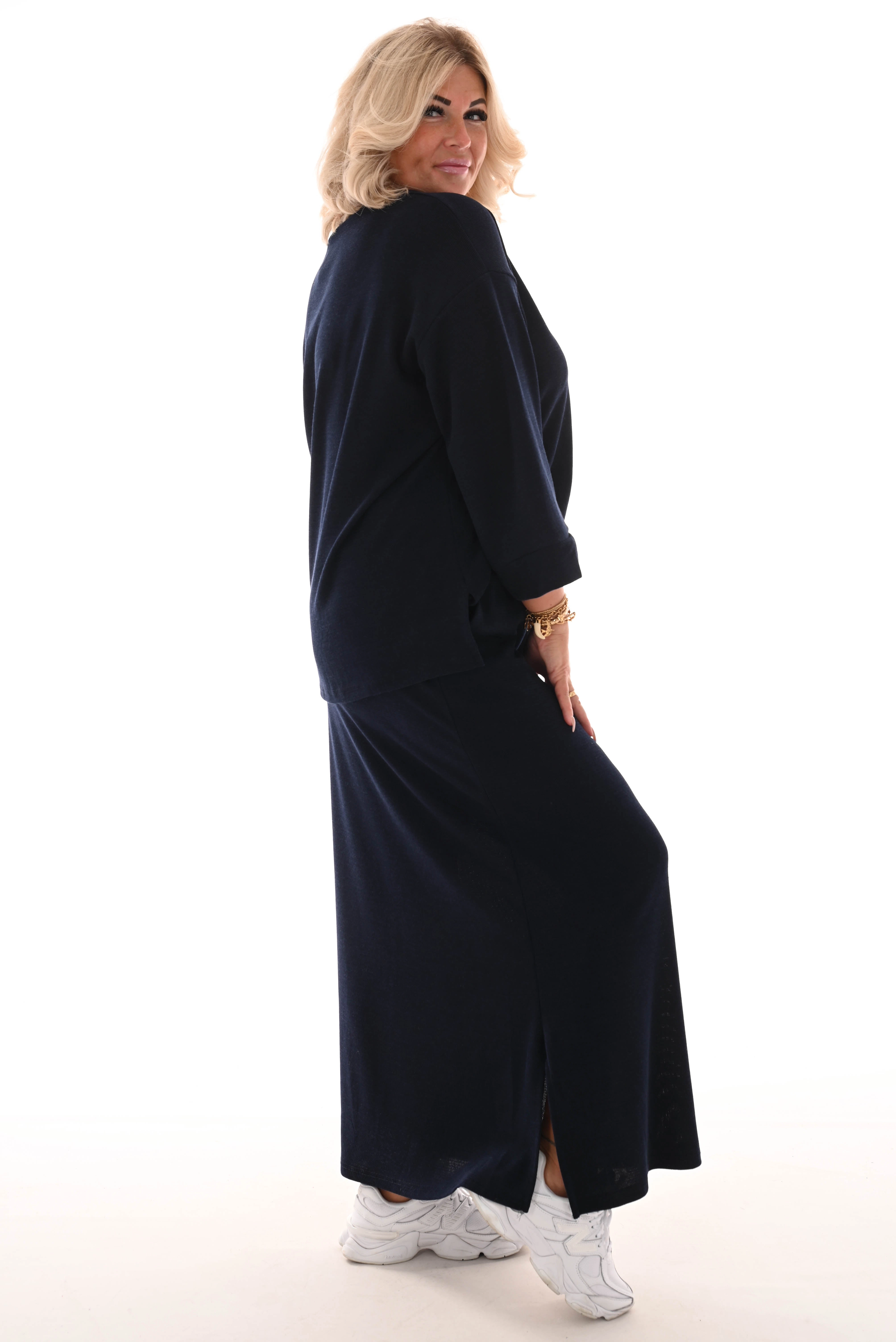 Tweedelig comfy rok set marineblauw