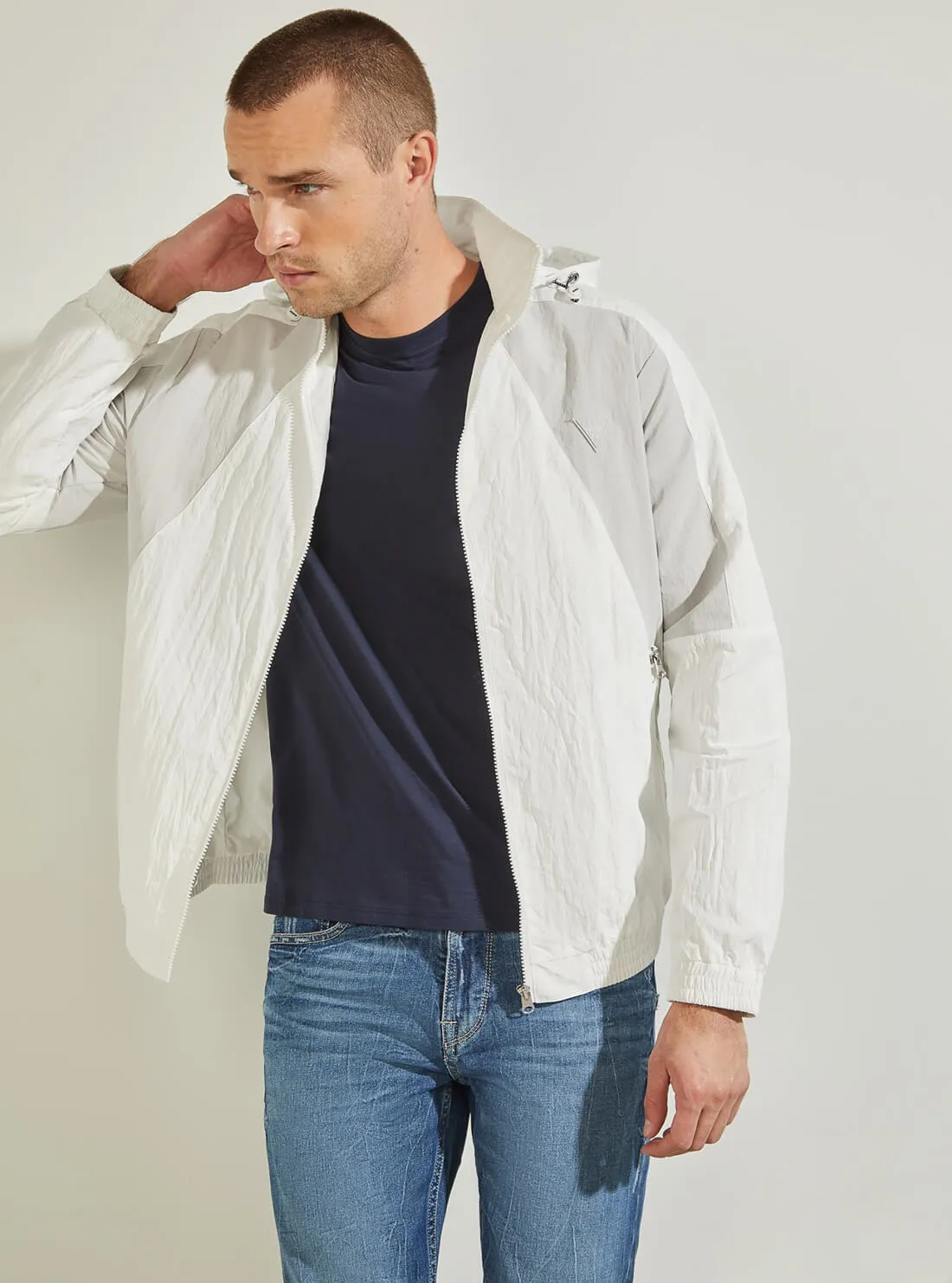 White Grey Kian Colour-Block Active Jacket