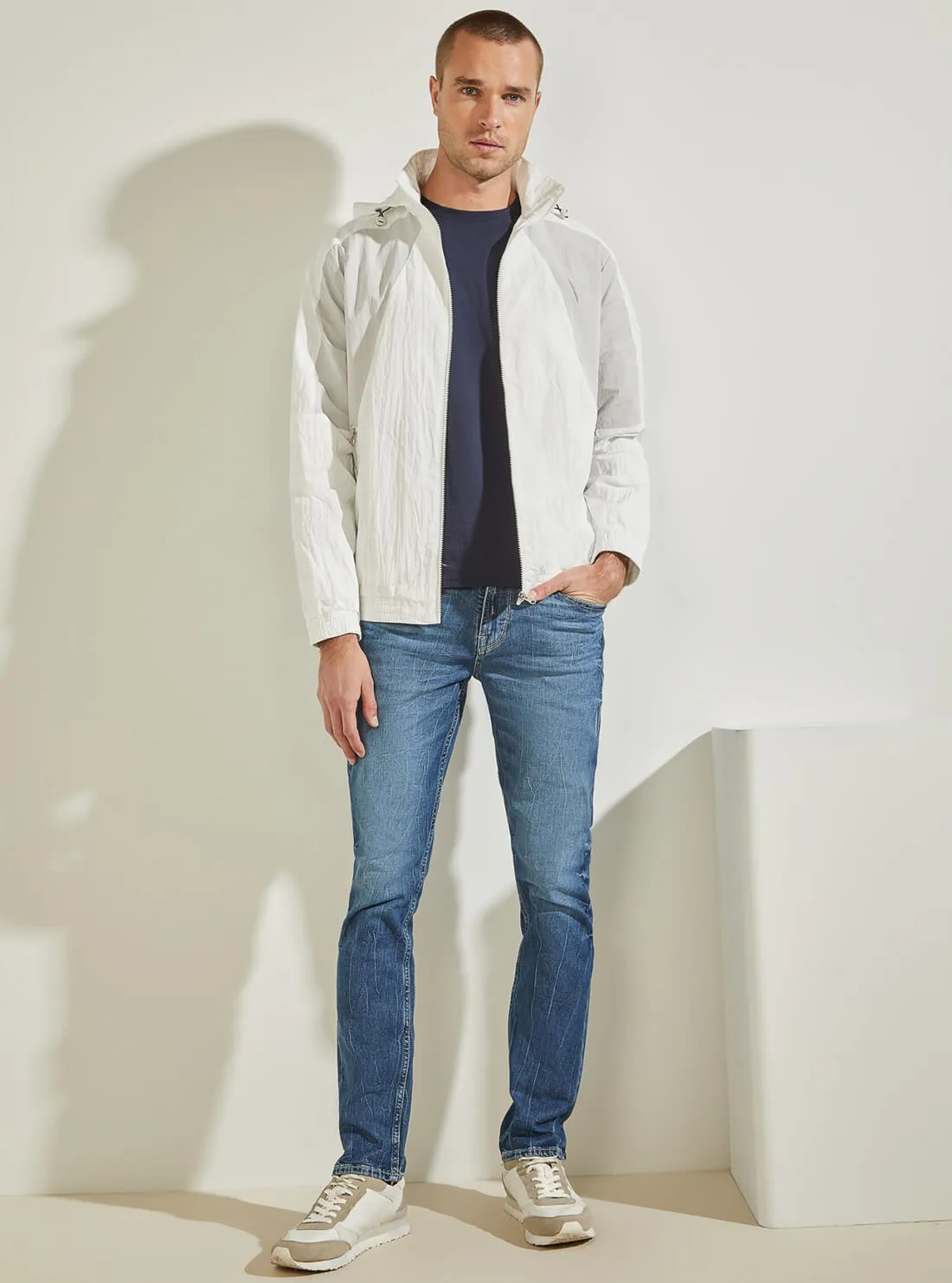 White Grey Kian Colour-Block Active Jacket