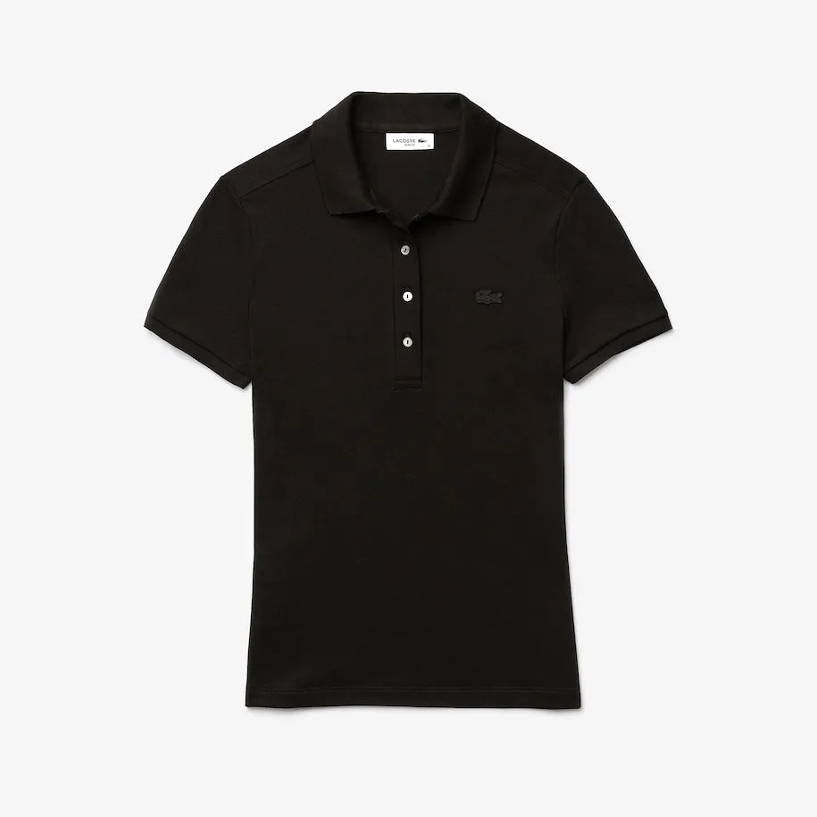 Women's Slim Fit Stretch Cotton Piqué Polo Black