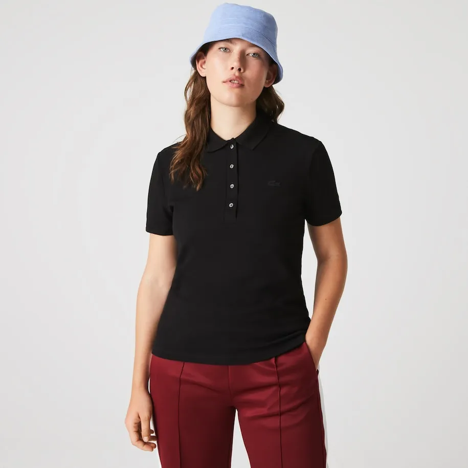 Women's Slim Fit Stretch Cotton Piqué Polo Black