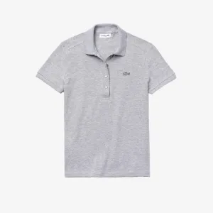 Women's Slim Fit Stretch Cotton Piqué Polo Silver Chine