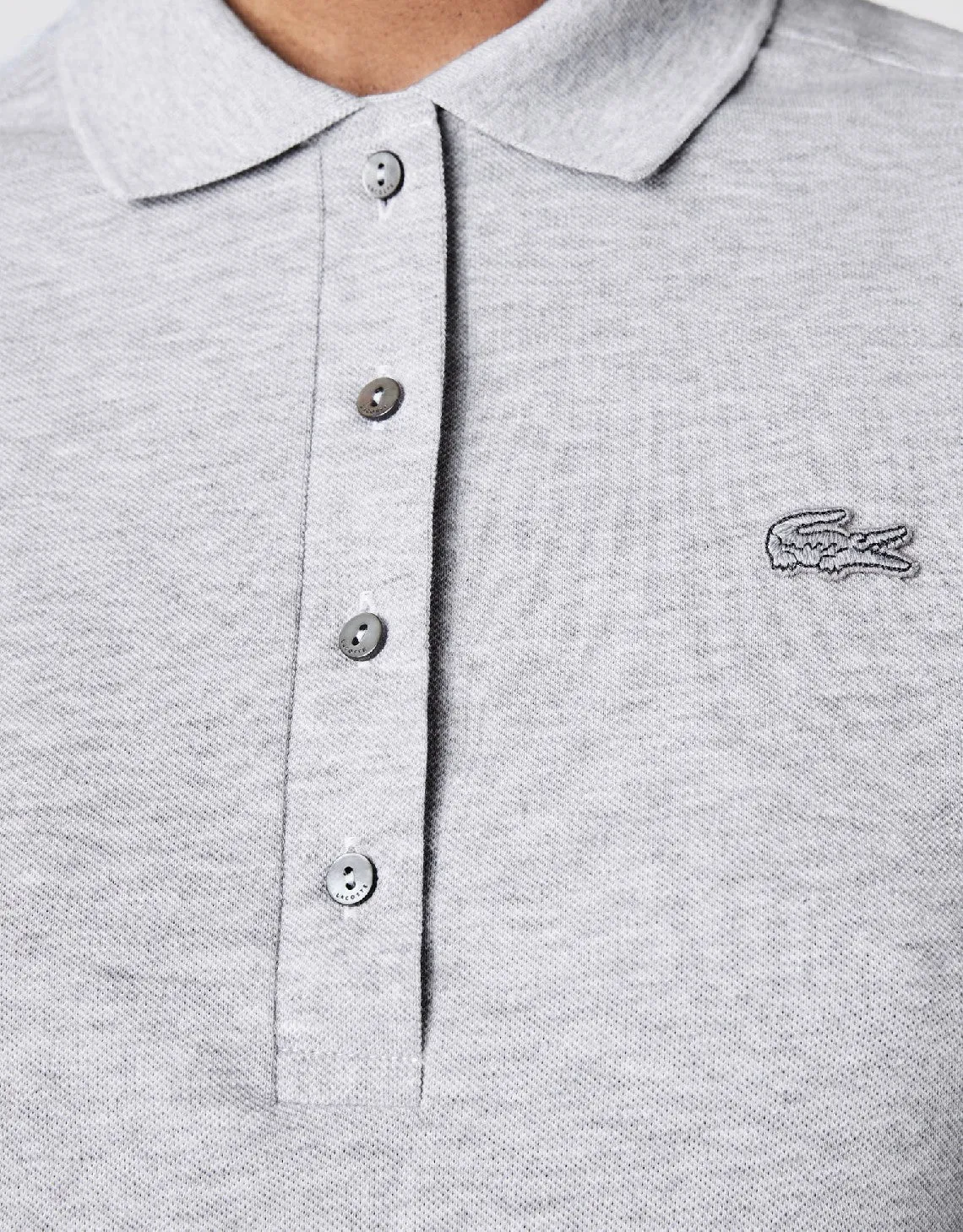 Women's Slim Fit Stretch Cotton Piqué Polo Silver Chine