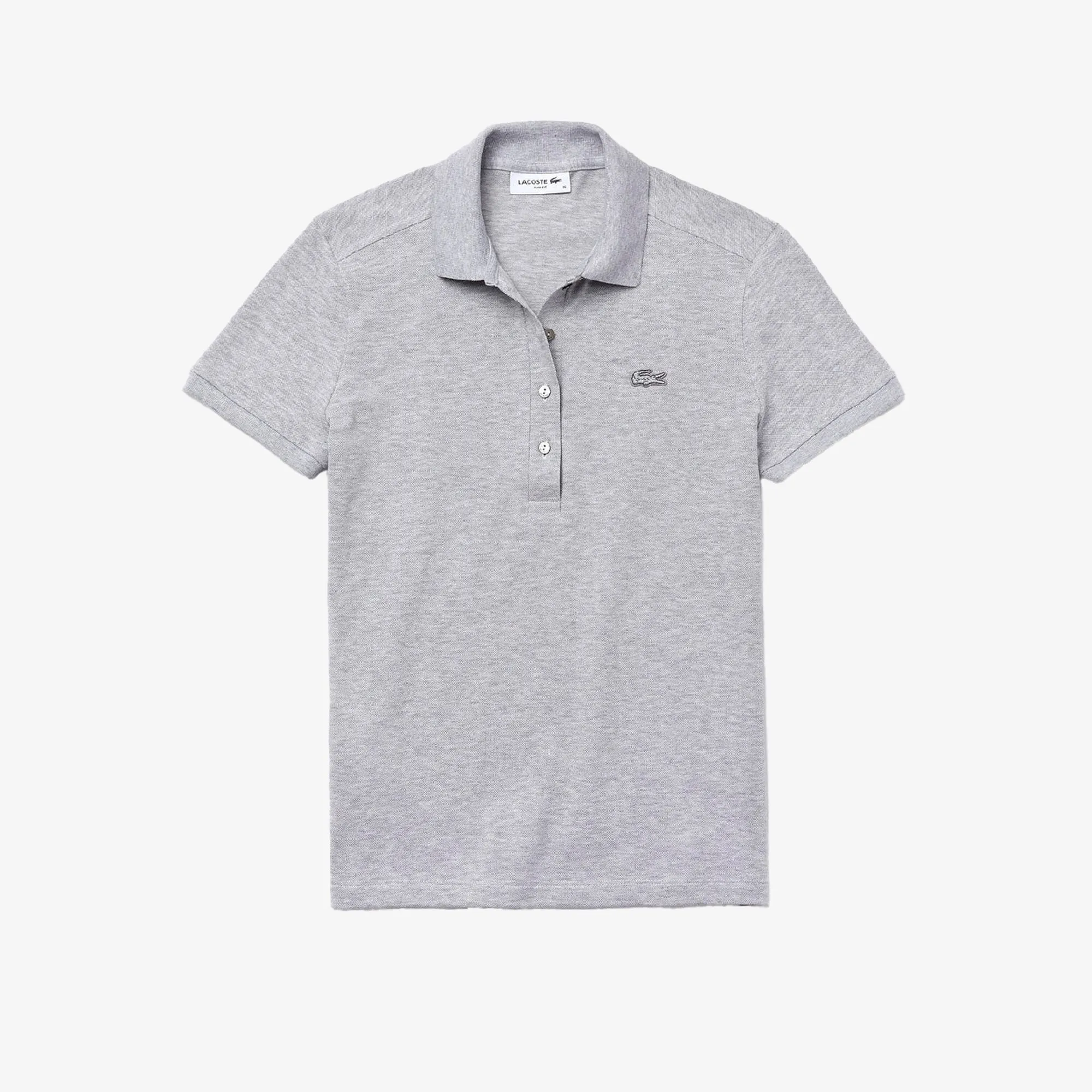 Women's Slim Fit Stretch Cotton Piqué Polo Silver Chine