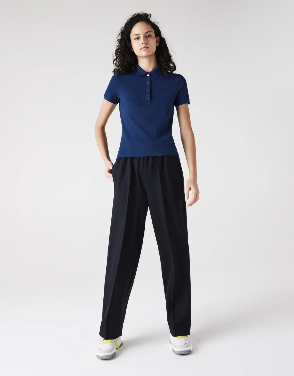 WOMEN'S STRETCH COTTON PIQUE POLO NAVY BLUE
