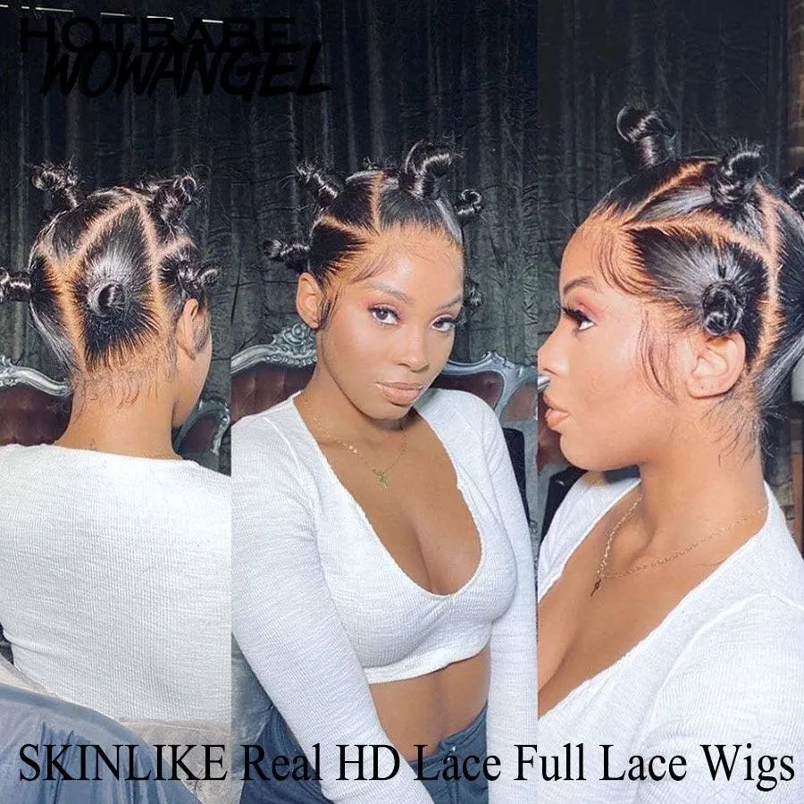 WOWANGEL Skinlike Real HD Full Lace Wig Straight Pre Plucked Clean Hairline