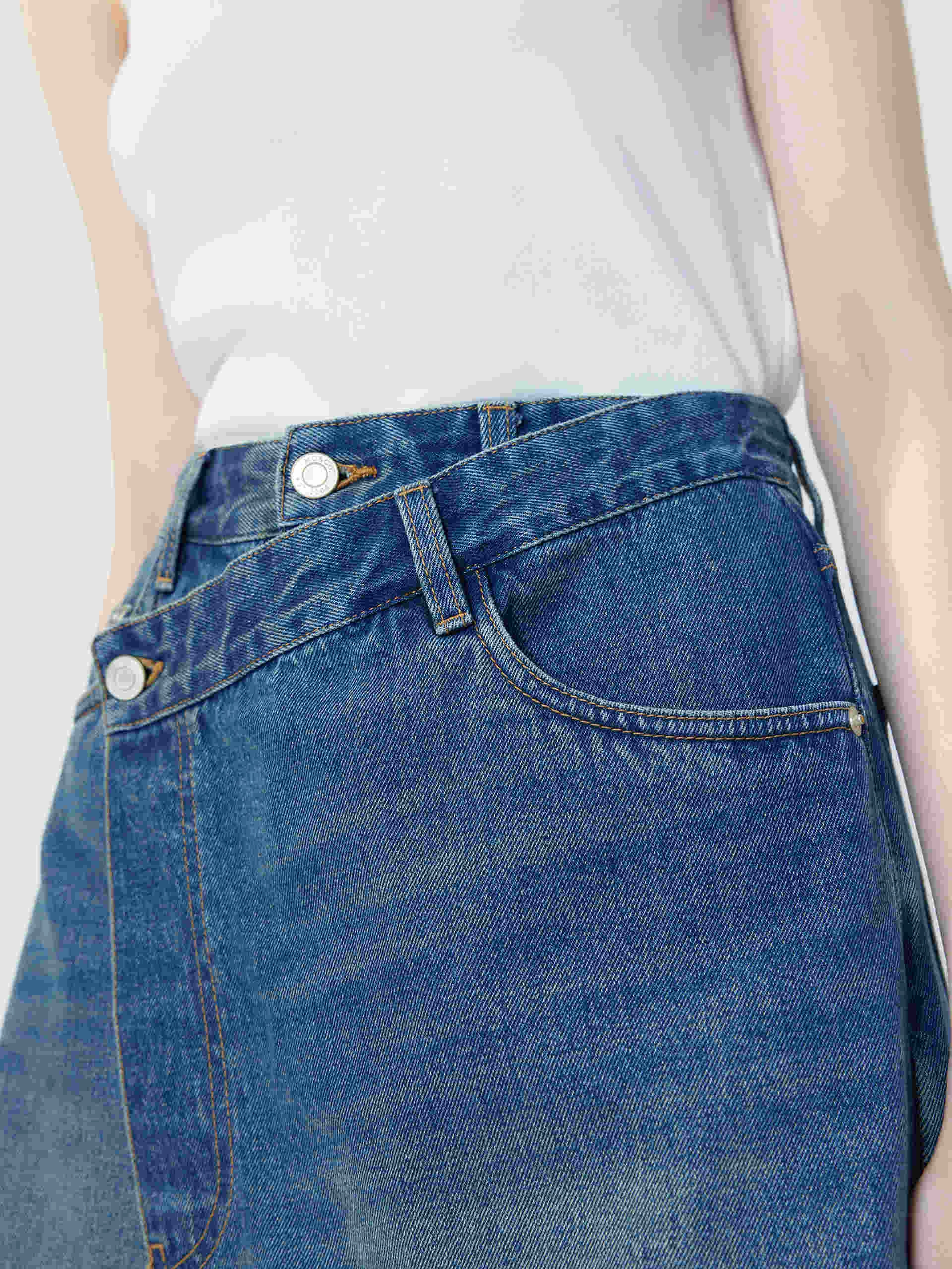 Wrap Cotton Denim Shorts