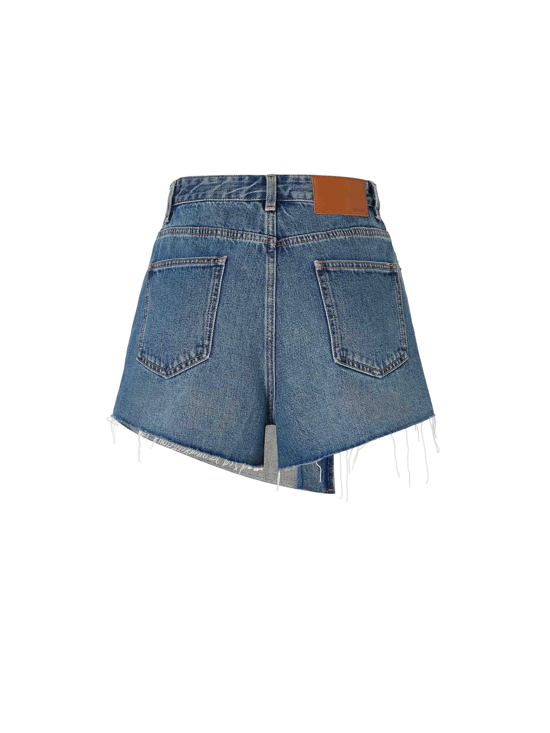 Wrap Cotton Denim Shorts