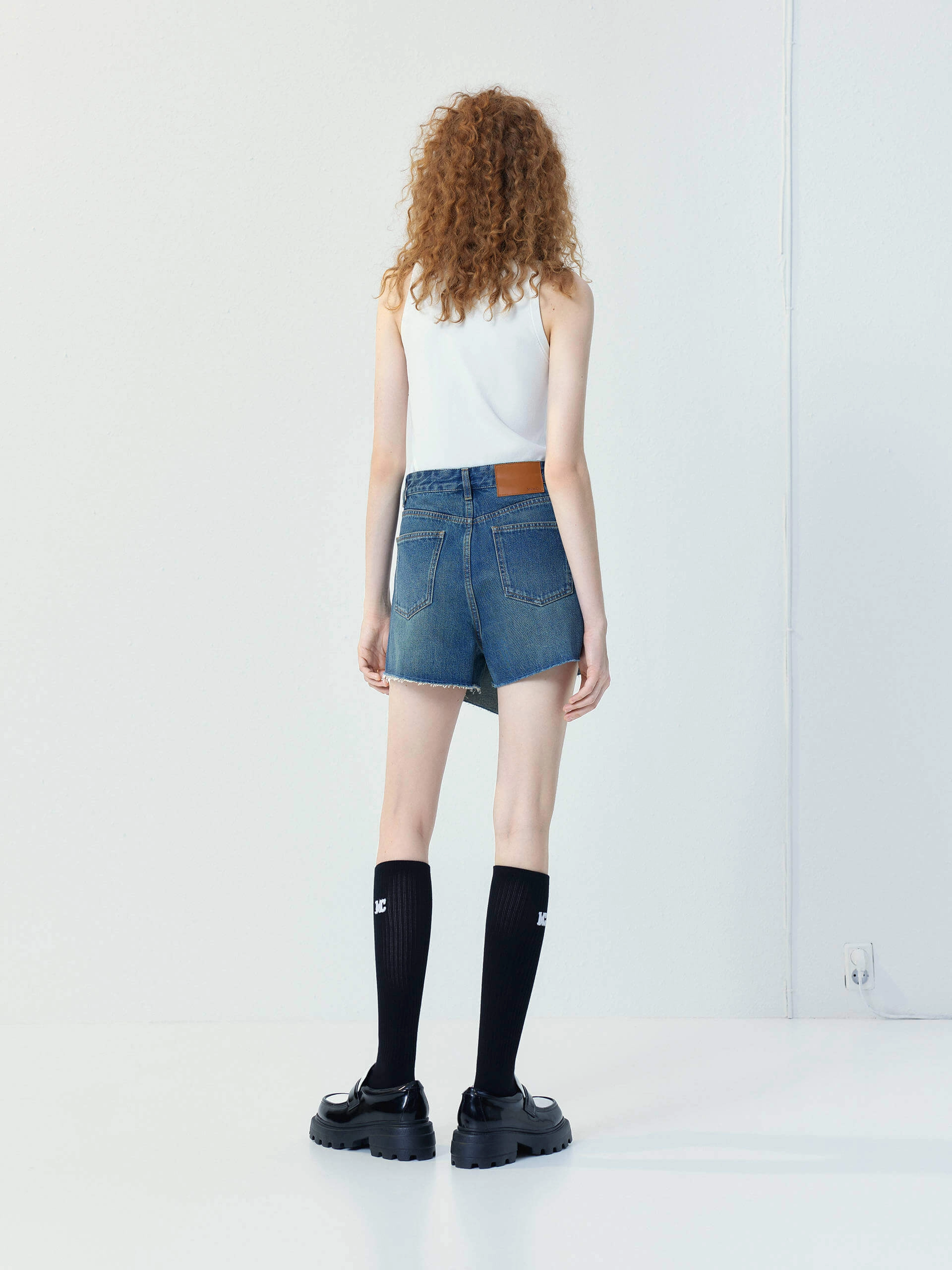 Wrap Cotton Denim Shorts