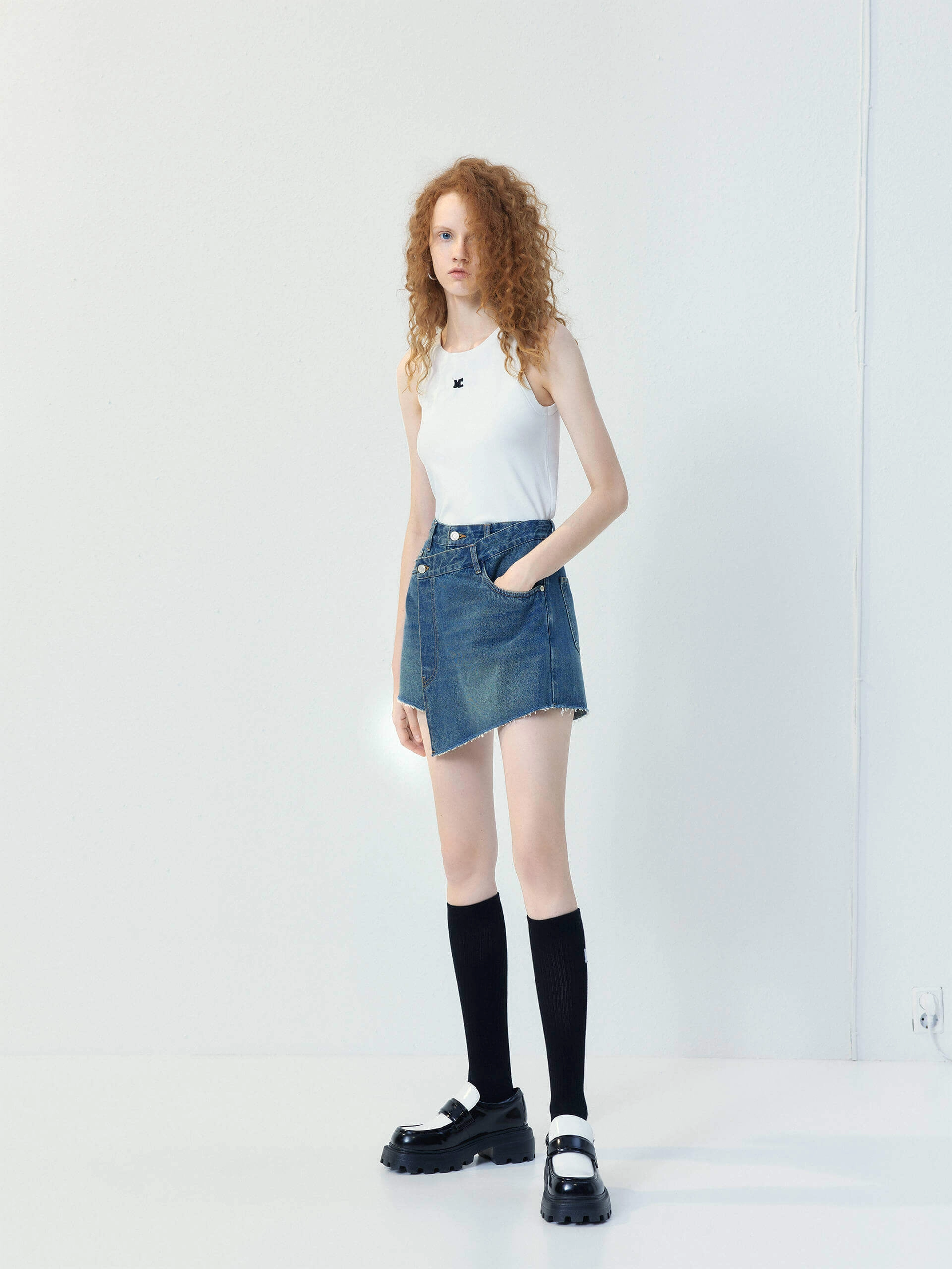 Wrap Cotton Denim Shorts