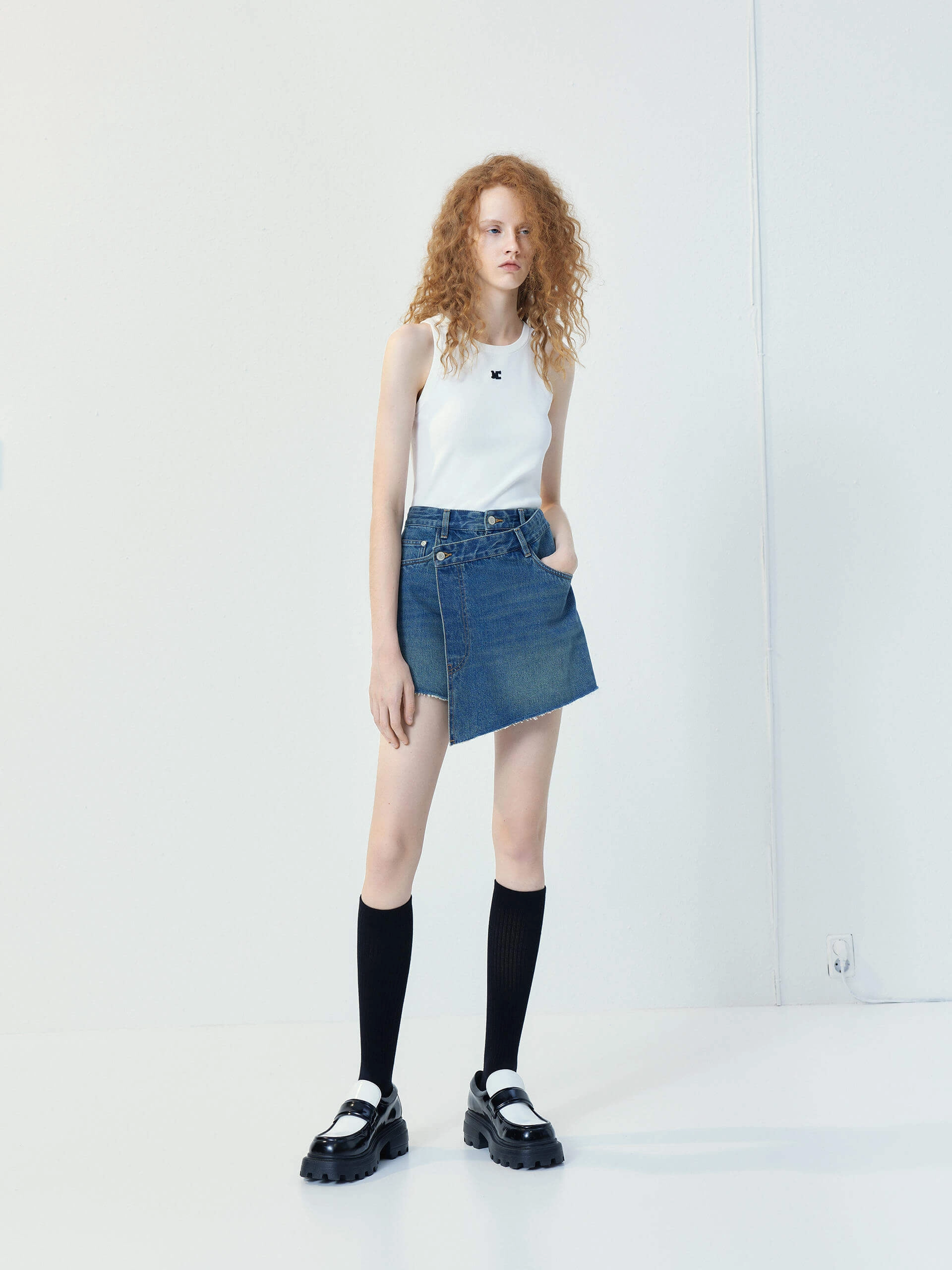 Wrap Cotton Denim Shorts