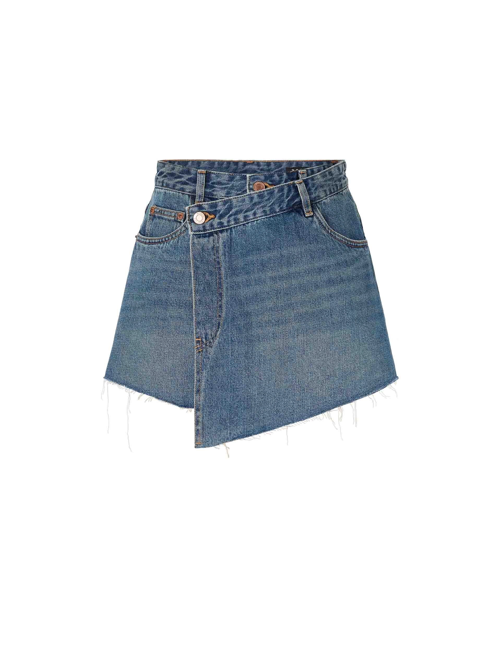 Wrap Cotton Denim Shorts