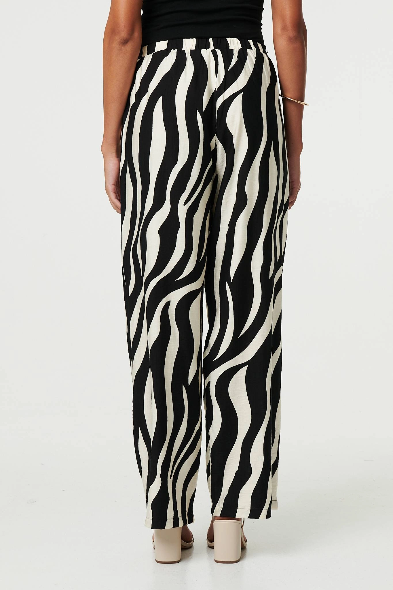 Zebra Print Wide Leg Relaxed Trousers