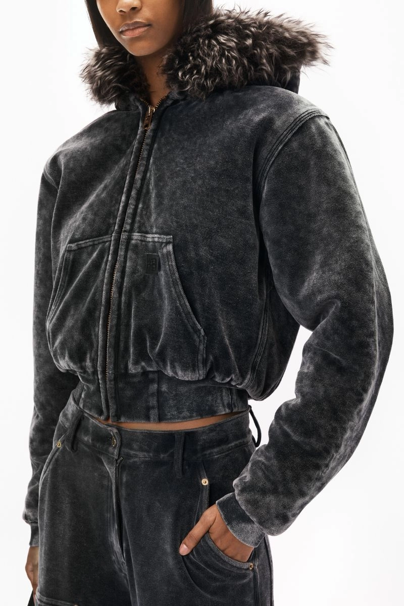 Zip-up Velour Hoodie