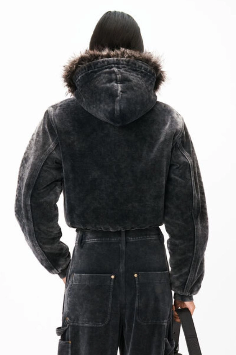 Zip-up Velour Hoodie